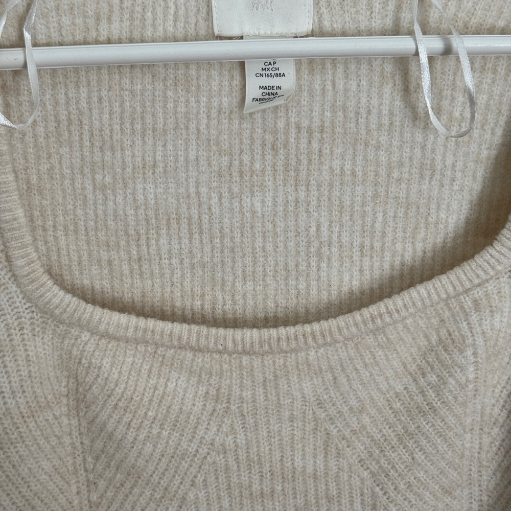 Cream Fine Rib Knit Sweater - Picture 4 of 10